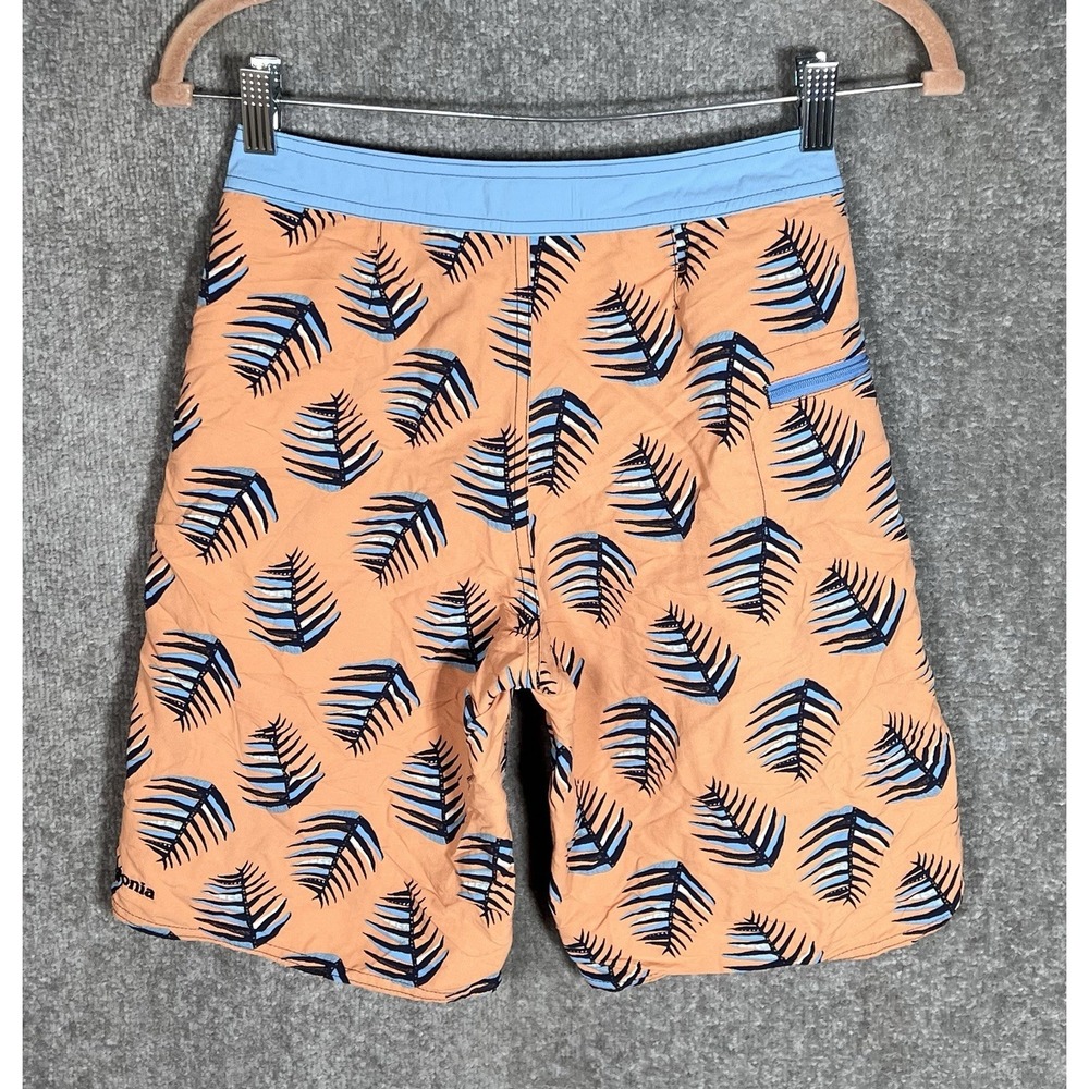Patagonia Board Shorts Boys Size 12 Orange Blue Nylon Zip Pocket‎ Drawstring - Picture 2 of 9